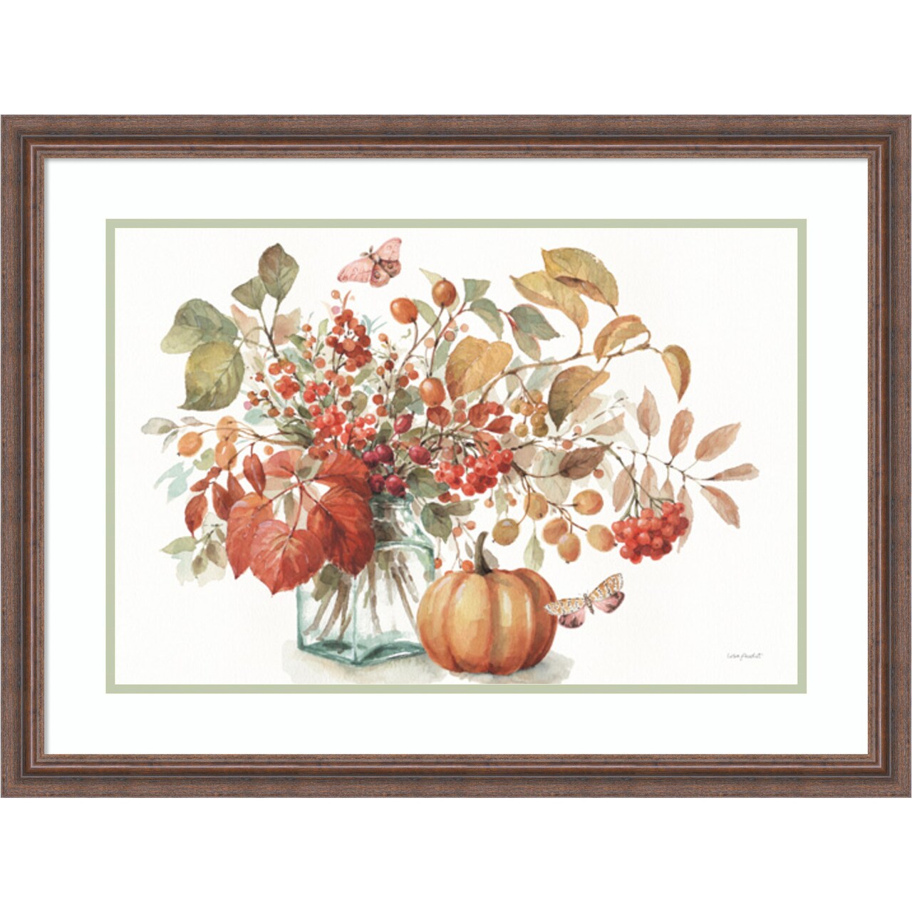 Autumn in Nature 01 on White by Lisa Audit Wood Framed Wall Art Print 30 in. W x 23 in. H